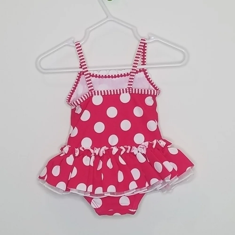 Little Me Polka Dot Ruffle Flower Swimsuit 6-9m